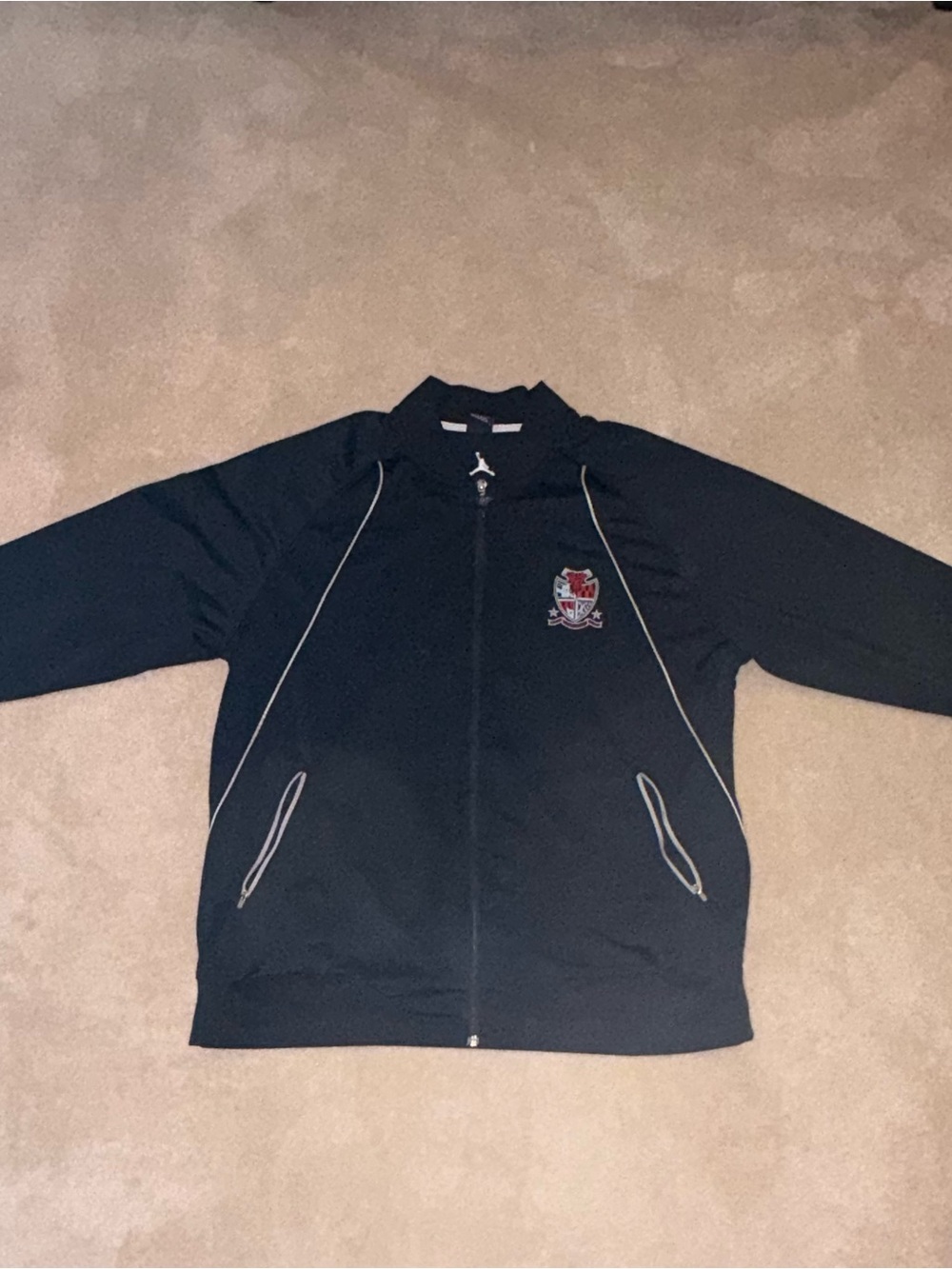Men's Black Jordan/Nike Bomber Jacket with Crest Detail
